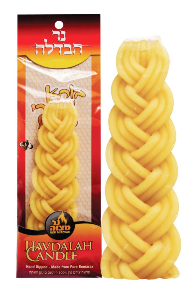 Vela Ner Mitzvah de Cera de Abejas Trenzada para Havdalá – 18 cm