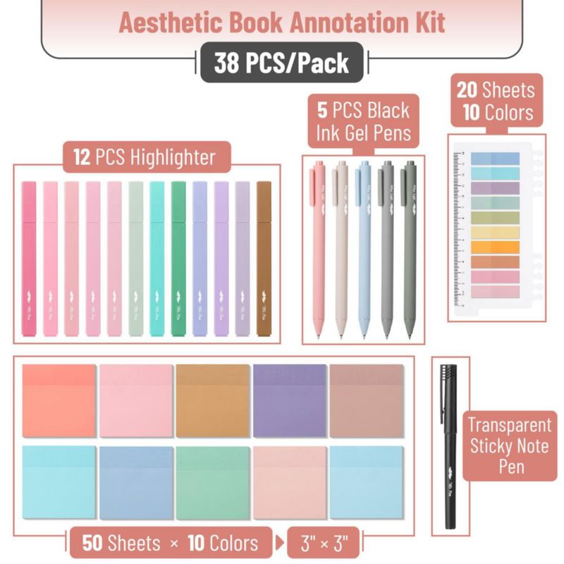 Kit de anotación para libros Mr. Pen de 38 piezas con resaltadores y bolígrafos de gel