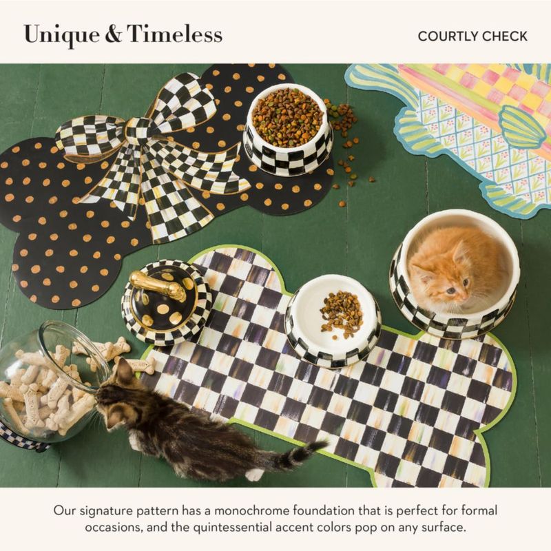 Comedero para Mascotas MACKENZIE-CHILDS Mediano con Patrón Courtly Check