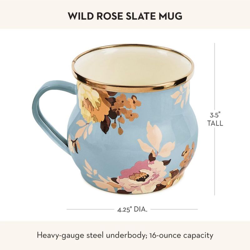 Taza de esmalte MACKENZIE-CHILDS 473 ml Wild Rose Slate