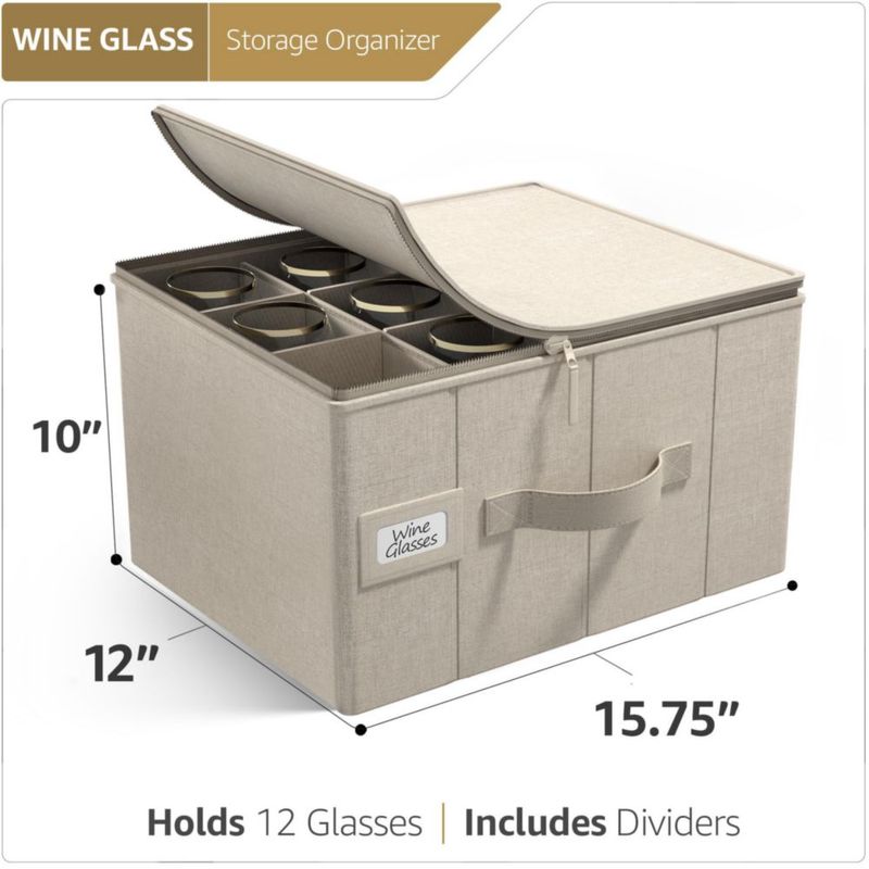 Almacenamiento de copas de vino Sorbus 40 × 30 × 25 cm Beige 12 piezas
