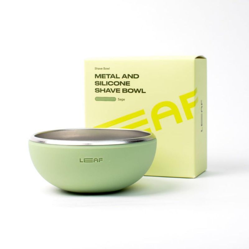 Cuenco de Afeitar Leaf Shave de Acero Inoxidable y Silicona – Salvia