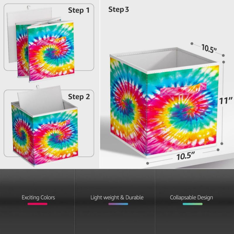 Cubos de Almacenamiento Sorbus 28 cm Pack de 6 Plegables con Estampado Tie‑Dye