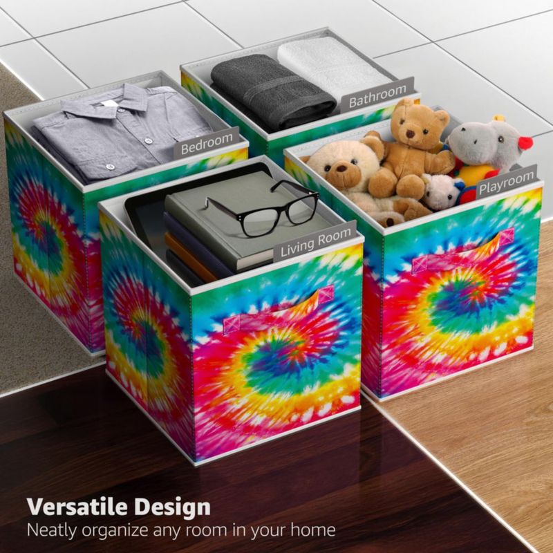 Cubos de Almacenamiento Sorbus 28 cm Pack de 6 Plegables con Estampado Tie‑Dye
