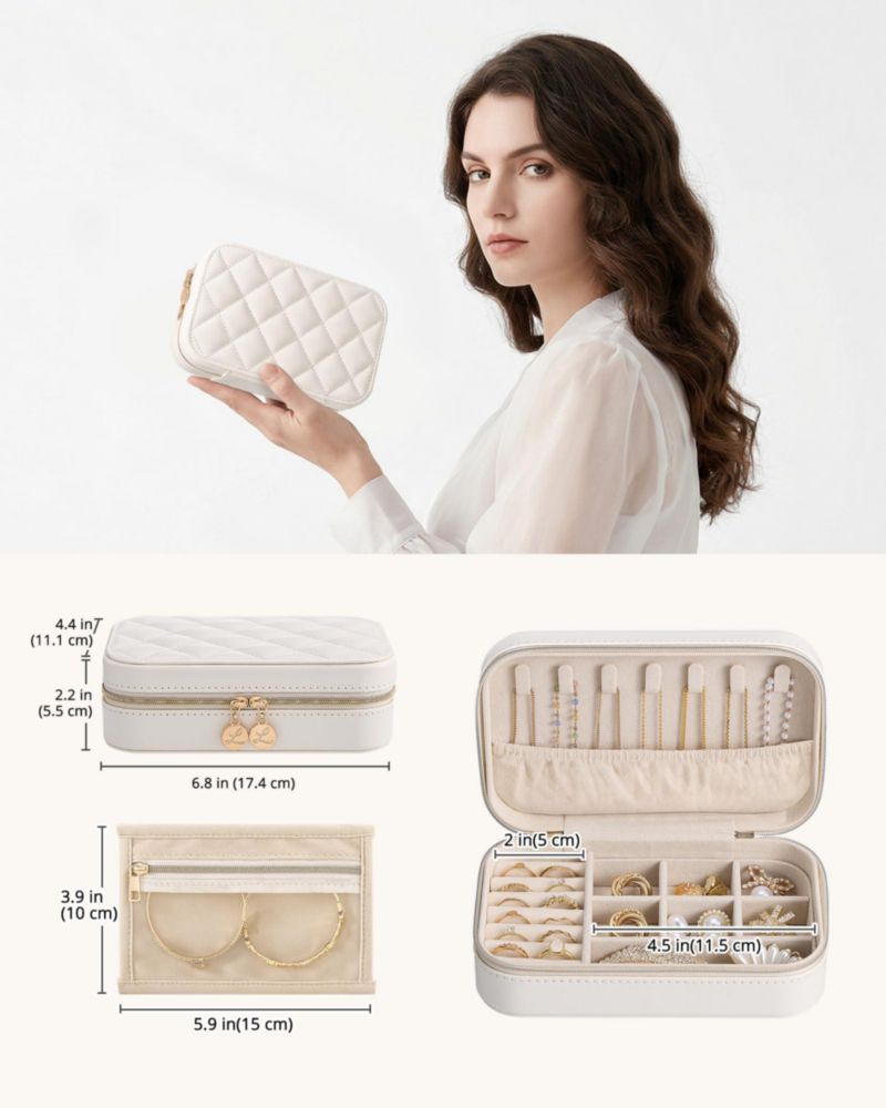 Estuche de joyas Lolalet mediano color beige con bolsa transparente