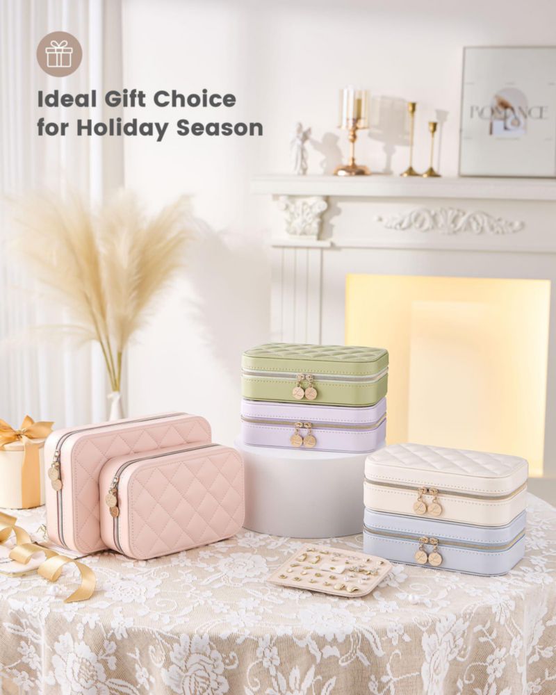 Estuche de joyas Lolalet mediano color beige con bolsa transparente