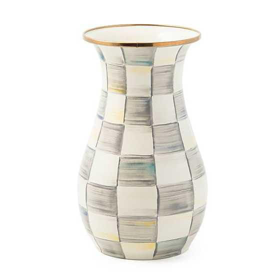 Jarrón MACKENZIE-CHILDS 25 cm Gris y Blanco a Cuadros