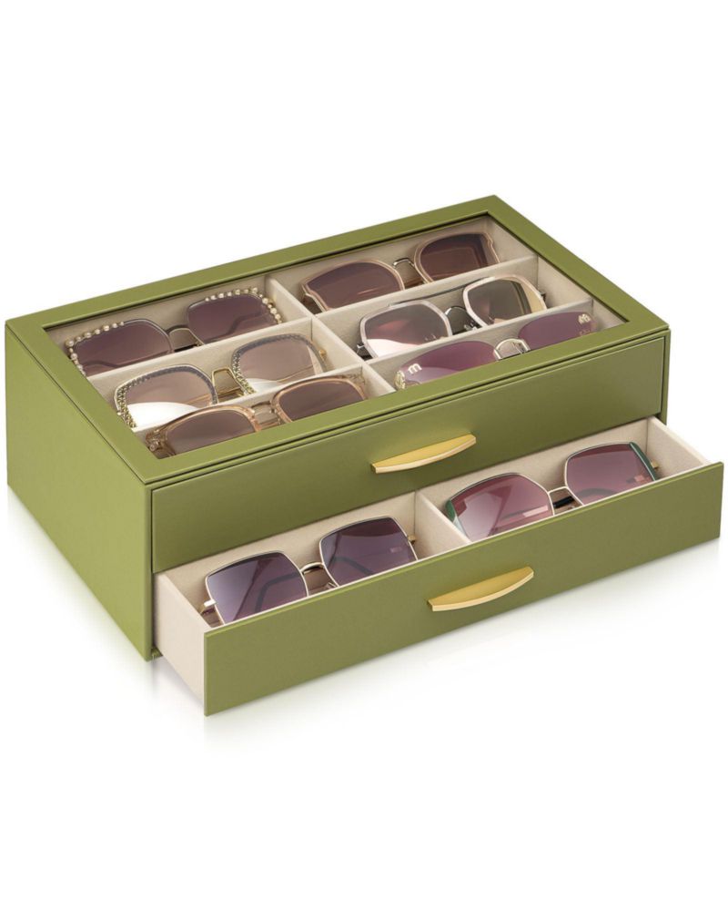 Organizador de gafas de sol Lolalet de 12 compartimentos verde salvia 36x20x12 cm