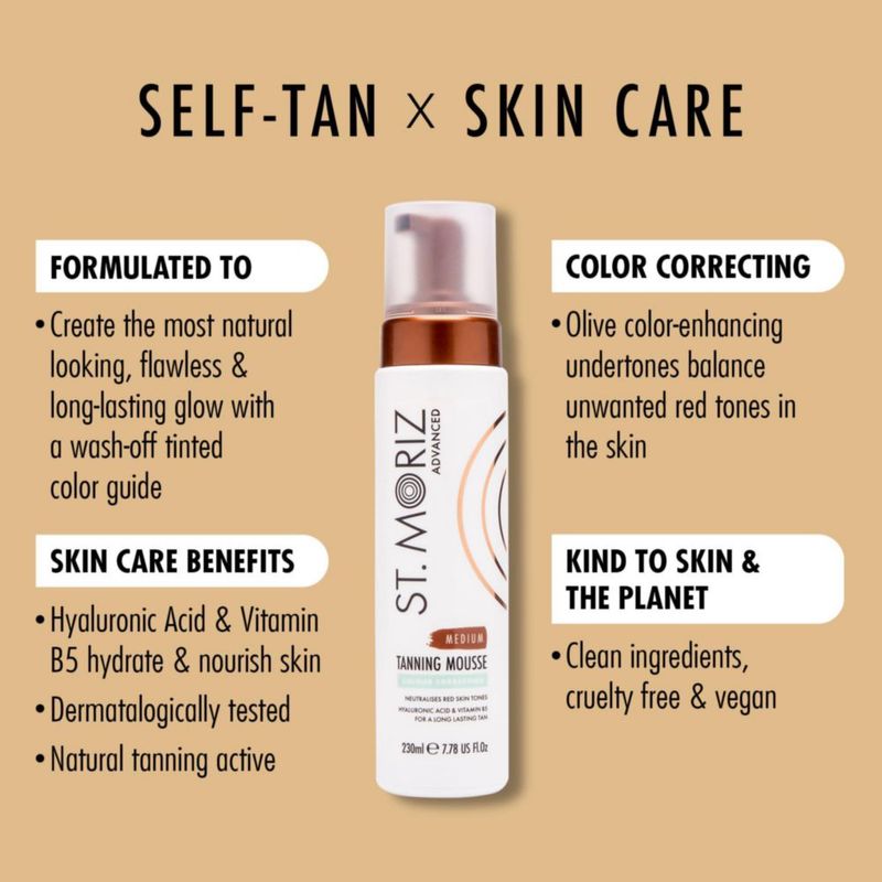 Mousse autobronceadora correctora de color St. Moriz Medium 230 ml