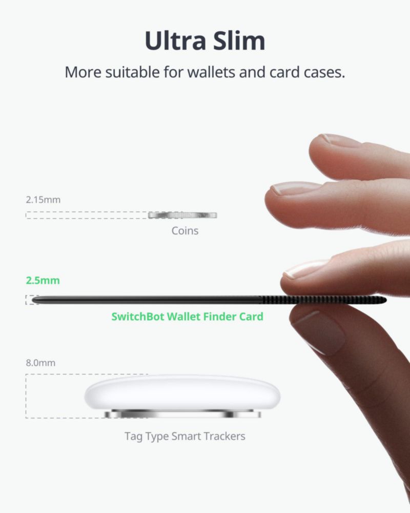 Tarjeta Bluetooth Tracker SwitchBot Wallet Finder resistente al agua