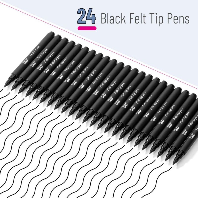 Marcadores de punta de fieltro Mr. Pen paquete de 24 tinta negra de 07 mm