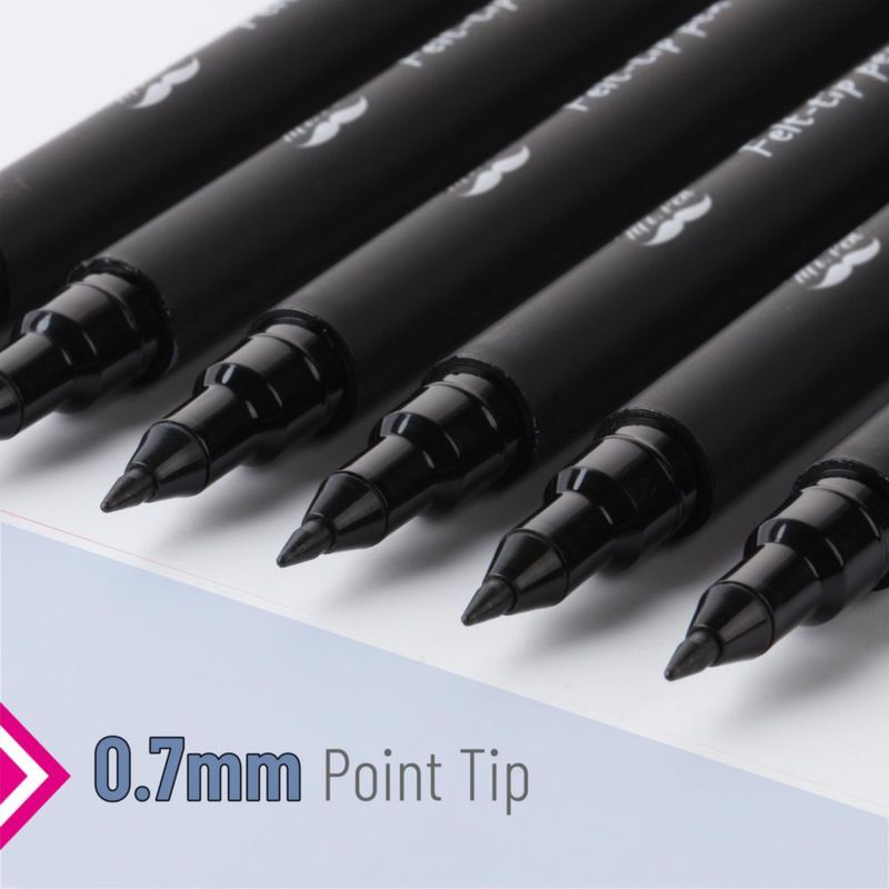 Marcadores de punta de fieltro Mr. Pen paquete de 24 tinta negra de 07 mm
