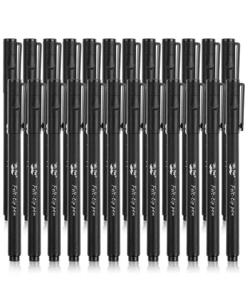 Marcadores de punta de fieltro Mr. Pen paquete de 24 tinta negra de 07 mm
