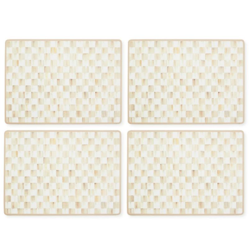 Juego de 4 manteles individuales MACKENZIE-CHILDS Mocha Check con respaldo de corcho