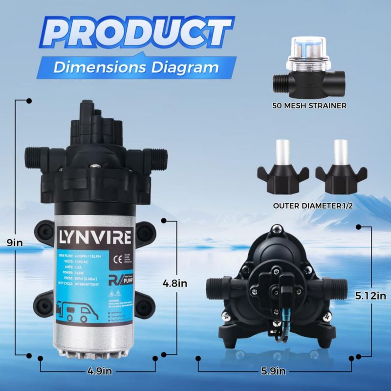 Bomba de presión de agua Lynvire 110V 4.0 GPM 50 PSI