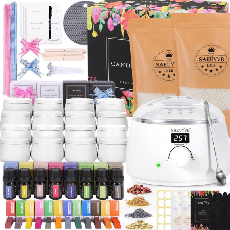 Kit para hacer velas SAEUYVB con olla eléctrica para derretir cera 110 V
