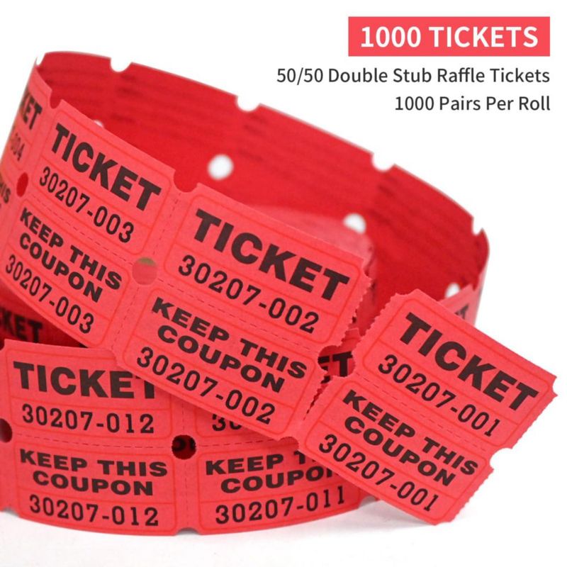 Boletos para Rifa L LIKED Doble Rollo 1000 Pares Rojo 5x5 cm