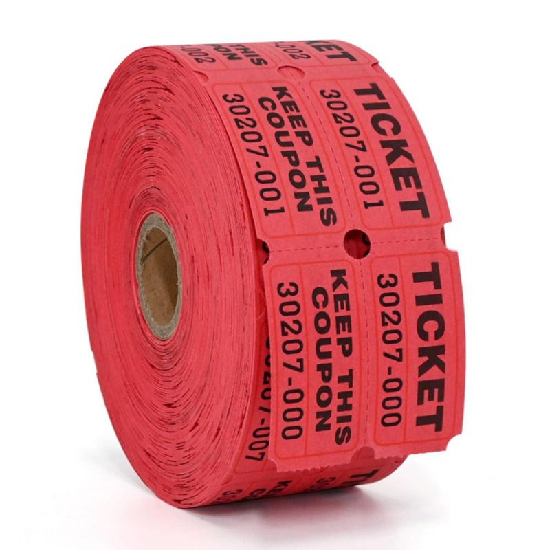 Boletos para Rifa L LIKED Doble Rollo 1000 Pares Rojo 5x5 cm