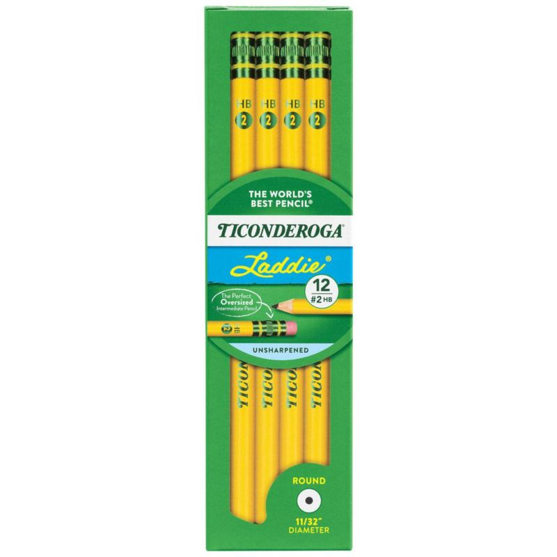 Lápices Ticonderoga Laddie #2 HB con borrador suave paquete de 12