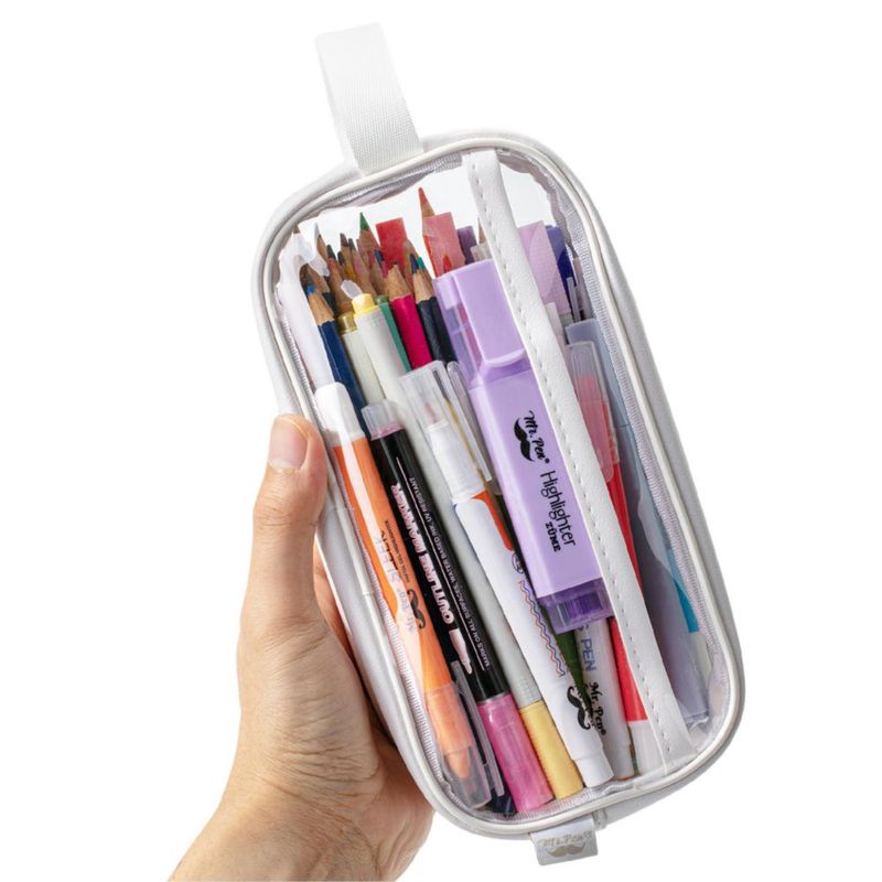 Estuche para lápices Mr. Pen de gran capacidad transparente y beige