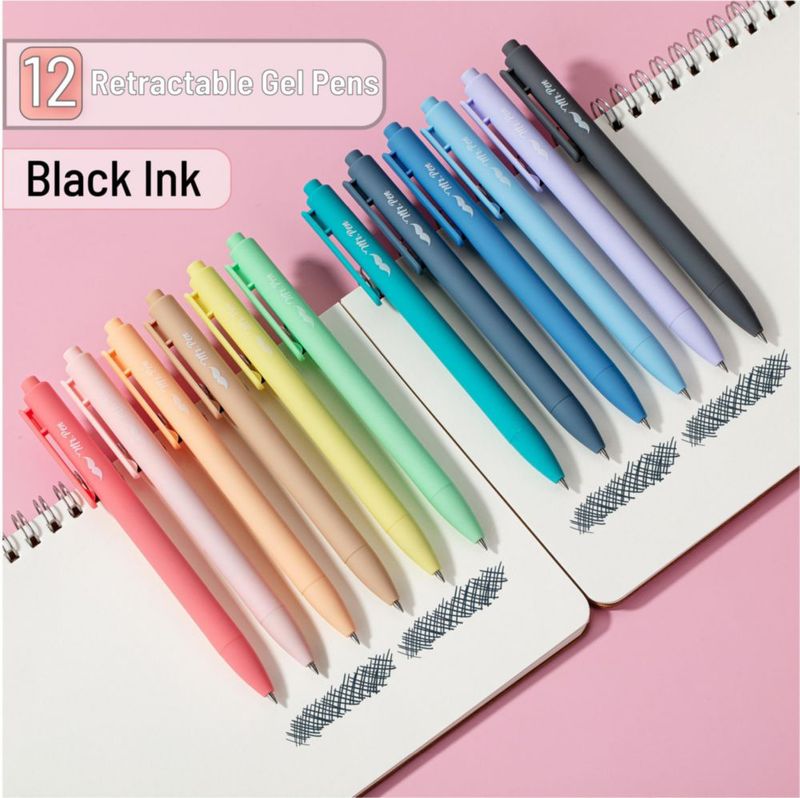 Bolígrafos de gel Mr. Pen pack de 12 tinta negra colores pastel