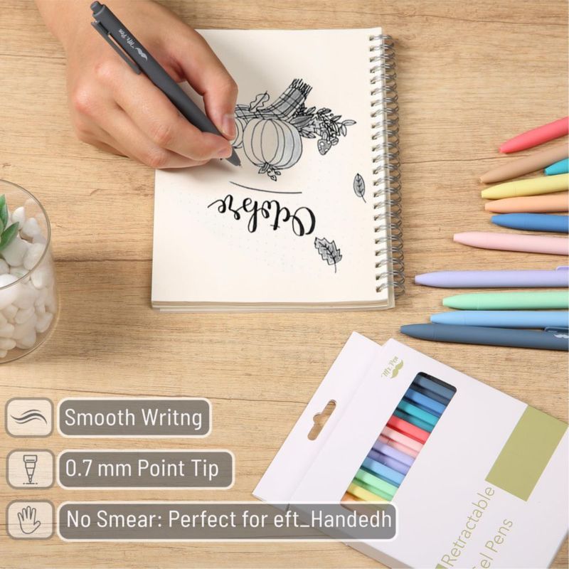 Bolígrafos de gel Mr. Pen pack de 12 tinta negra colores pastel