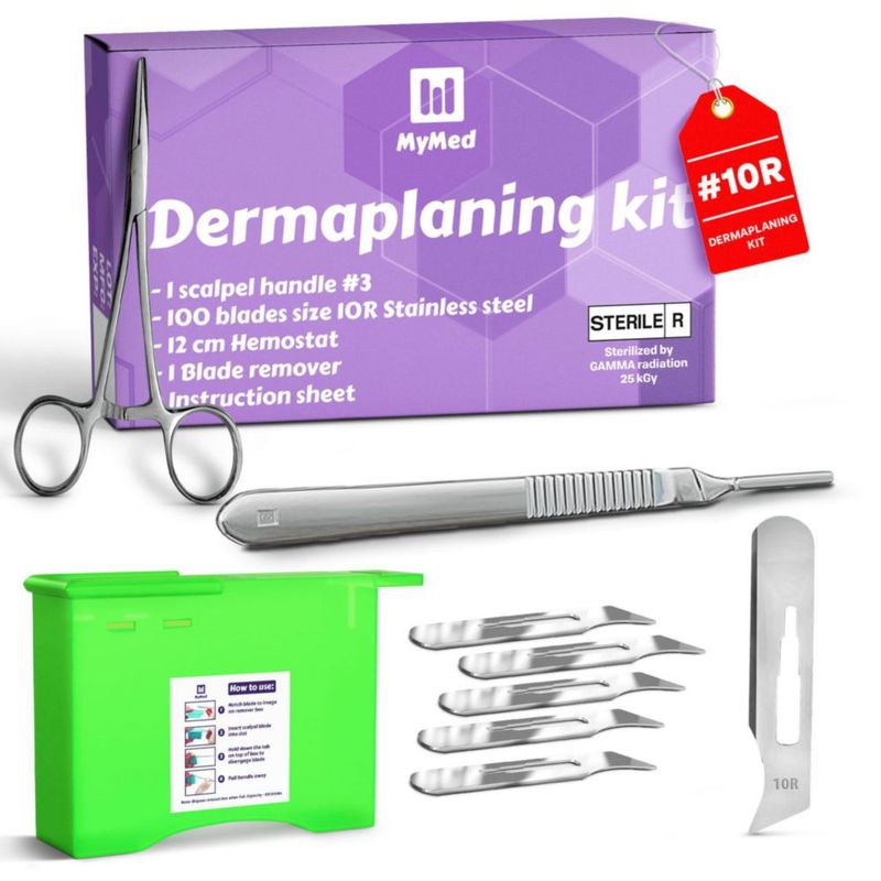 Kit de Dermaplaning MyMed con cuchillas #10R y mango de bisturí