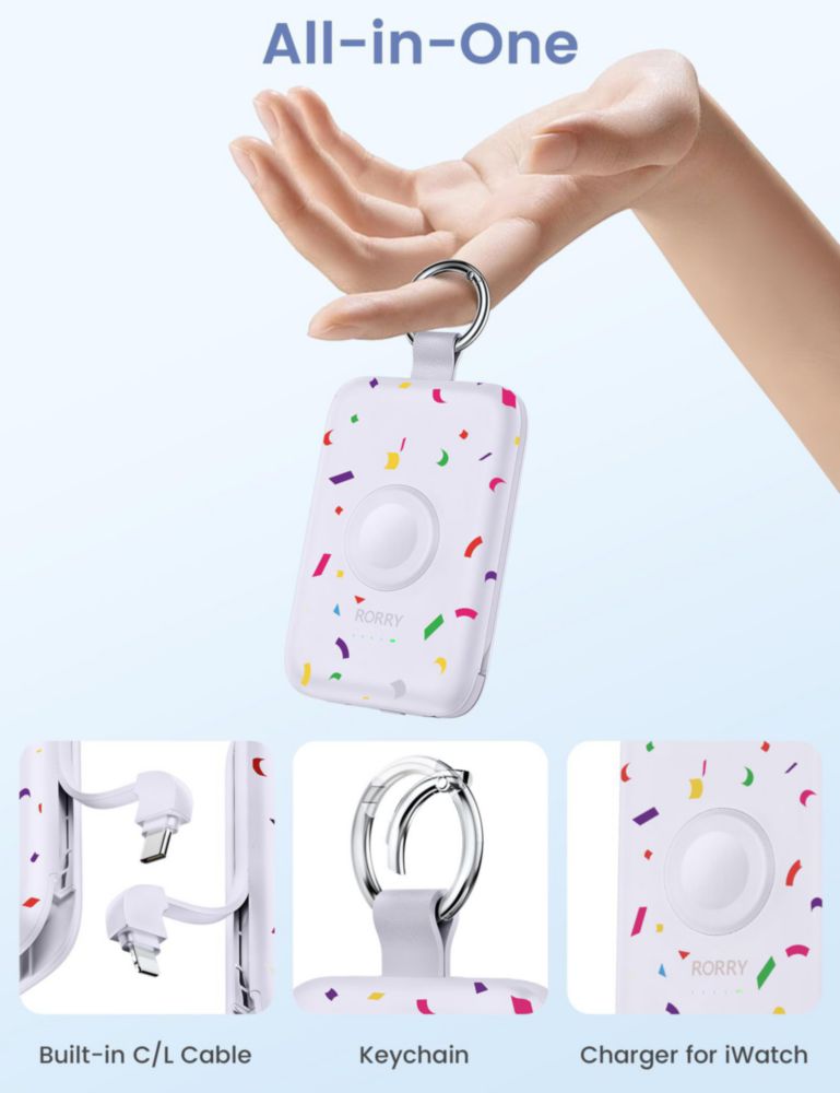 Power Bank RORRY 10000 mAh Carga rápida 20 W