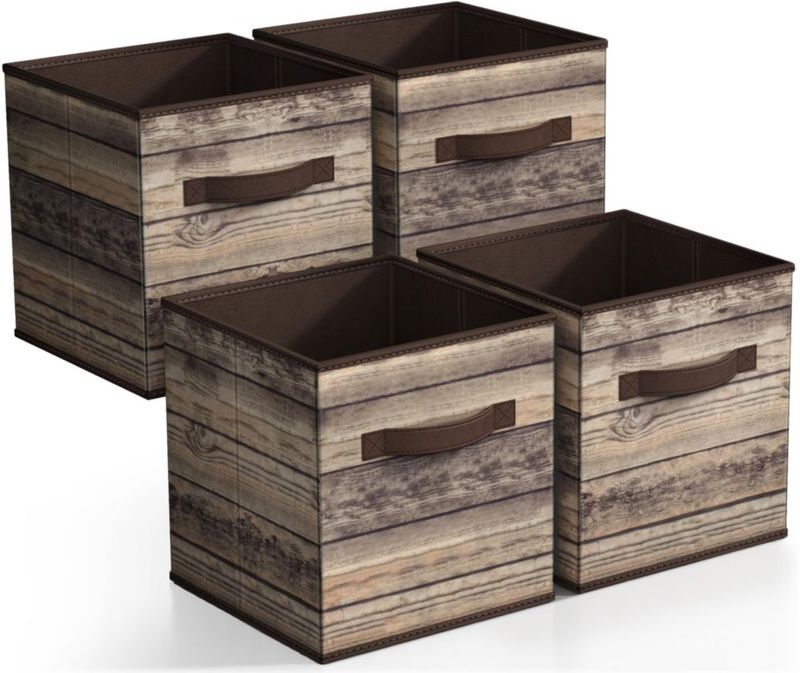 Cubos de almacenamiento Sorbus 28x28x28 cm (paquete de 4) Marrón