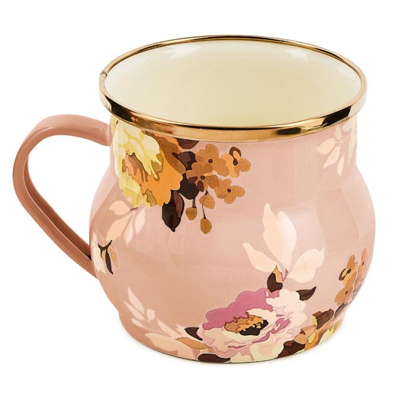 Taza de esmalte MACKENZIE-CHILDS 473 ml Rosa Silvestre Malva