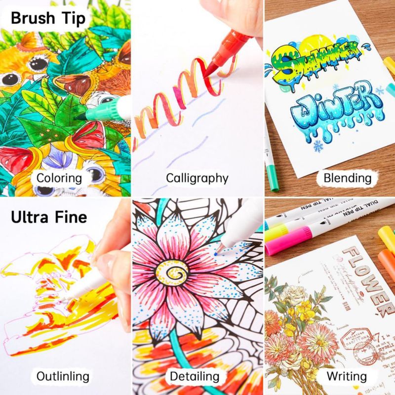 Rotuladores Shuttle Art 120 colores doble punta con libro para colorear