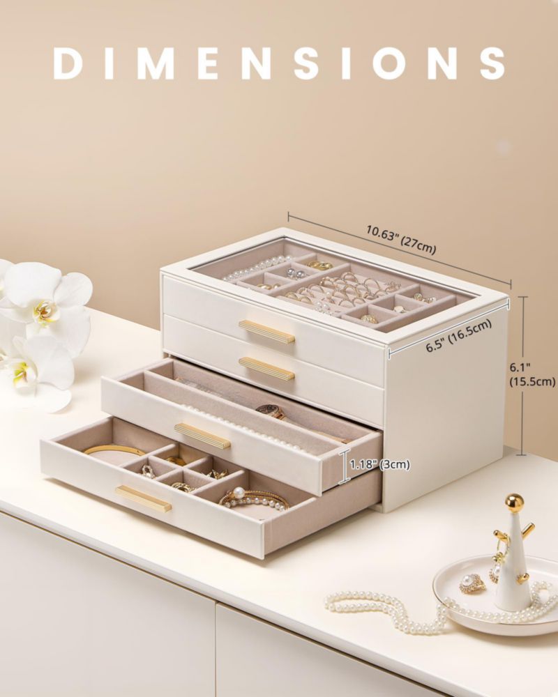 Caja organizadora de joyas Lolalet 27 × 165 × 155 cm Beige de 4 cajones