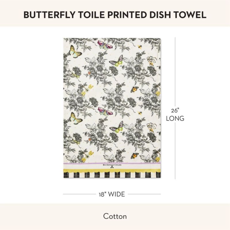 Toalla de cocina MACKENZIE-CHILDS Butterfly Toile de algodón