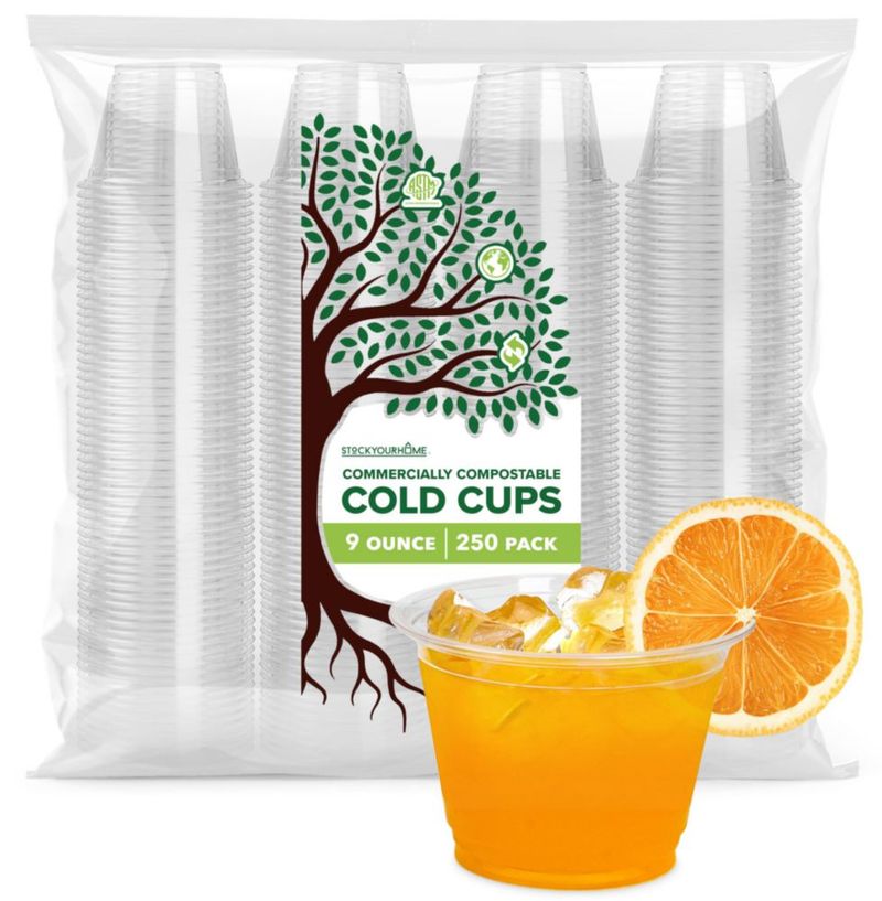 Vaso desechable de 275 ml (paquete de 250) PLA – Stock Your Home