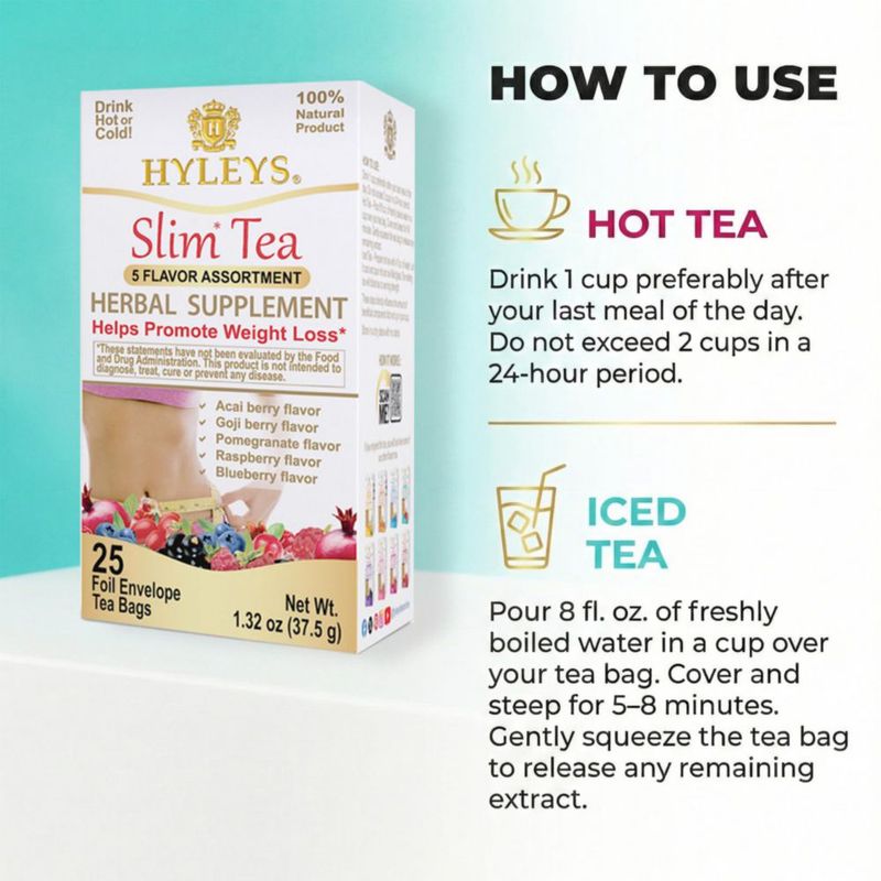 Té Herbal Slim HYLEYS Surtido de 5 Sabores 25 Bolsitas