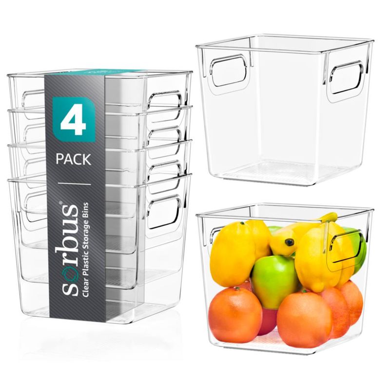 Juego de 4 cajas de almacenamiento Sorbus de plástico transparente
