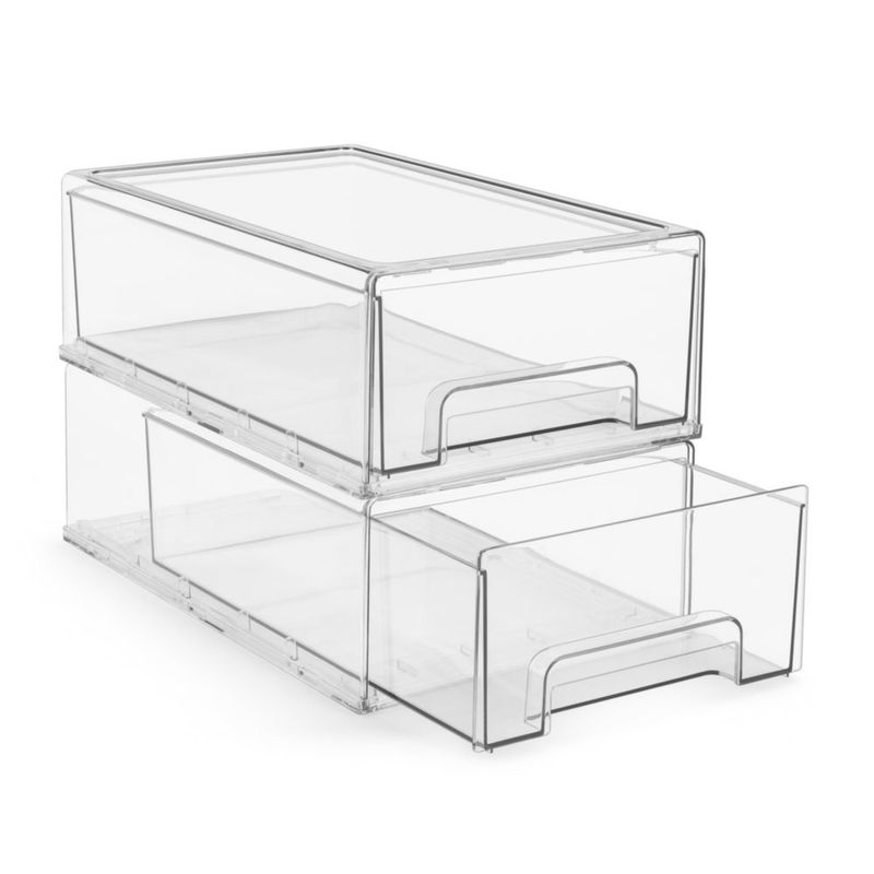 Cajones de Almacenamiento Sorbus Mediano - Pack de 2 - Plástico Transparente