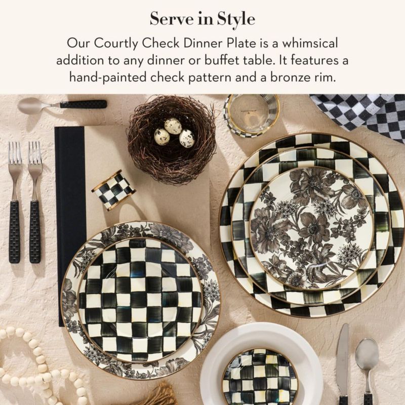 Plato de cena MACKENZIE-CHILDS Courtly Check negro y blanco
