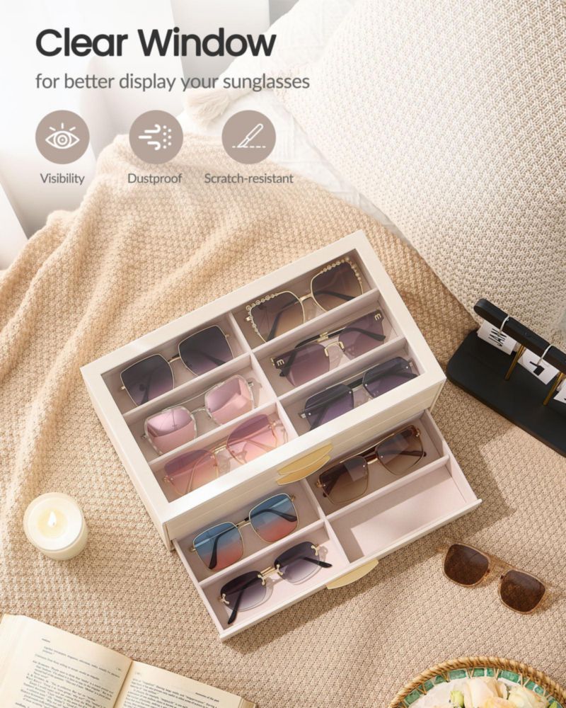 Organizador de gafas de sol Lolalet 18 ranuras color crema