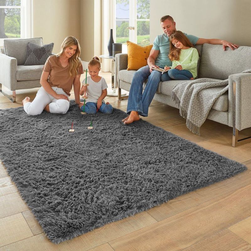 Alfombra Ophanie 147x213 cm Gris de felpa peluda y suave