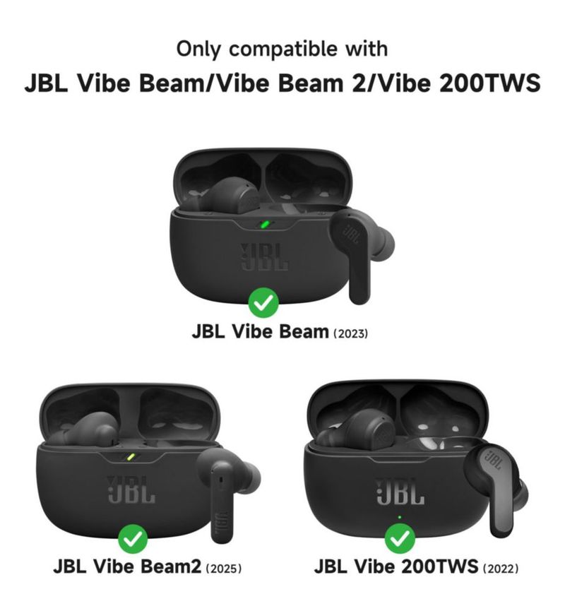 Estuche a prueba de golpes negro para auriculares SURITCH JBL Vibe Beam/200TWS