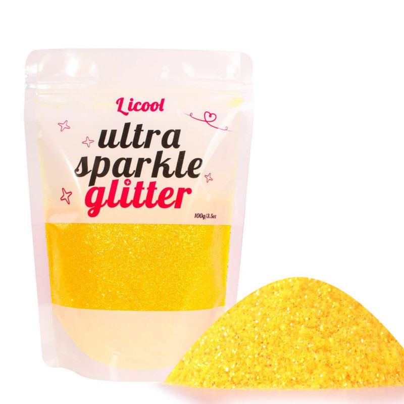 Glitter LICOOL GLITTER Iridiscente Amarillo 100 g Fino