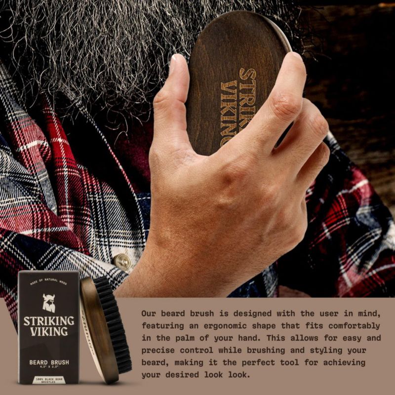 Cepillo para barba llamativo pelo de jabalí vikingo 42 ml para hombre