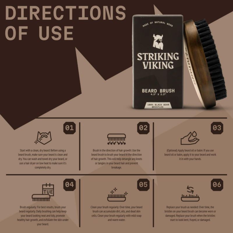 Cepillo para barba llamativo pelo de jabalí vikingo 42 ml para hombre