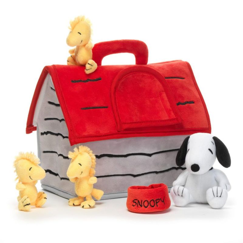 Caseta de perro de peluche Lambs & Ivy Classic Snoopy con 5 juguetes de peluche