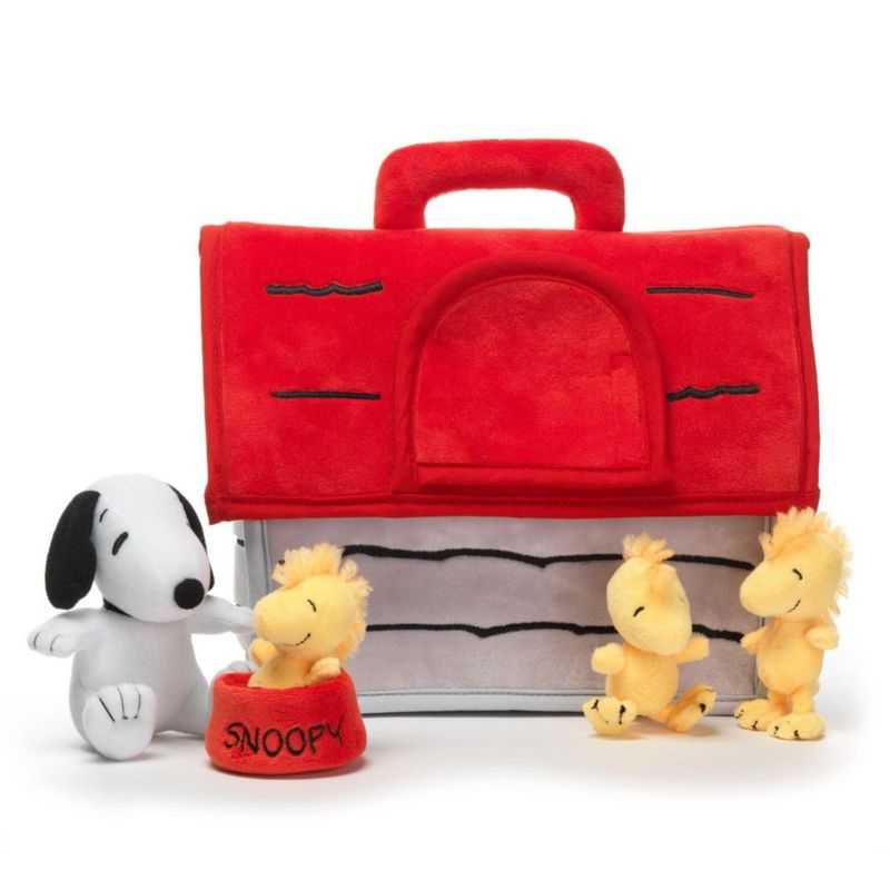 Caseta de perro de peluche Lambs & Ivy Classic Snoopy con 5 juguetes de peluche