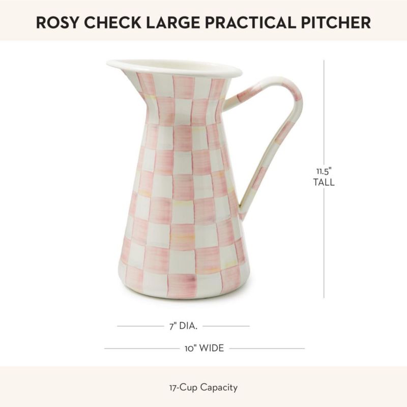 Jarra MACKENZIE-CHILDS Grande Rosy Check Rosa y Blanco