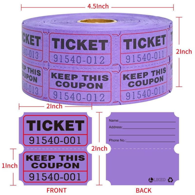 Rollo de Boletos L LIKED 5 cm Morado 1000 Pares