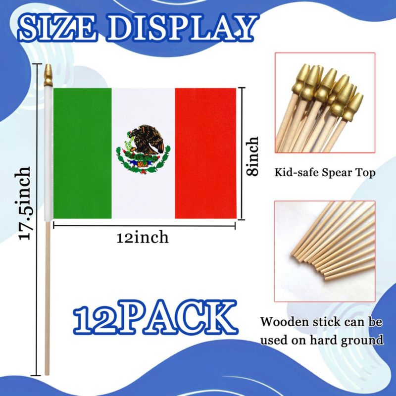 Banderas WEITBF 20 × 30 cm paquete de 12 de mano México