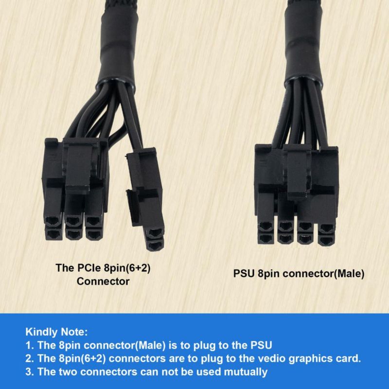 Cable PCIE YSIUENG 8 Pines a 8 Pines 65 cm Paquete de 2